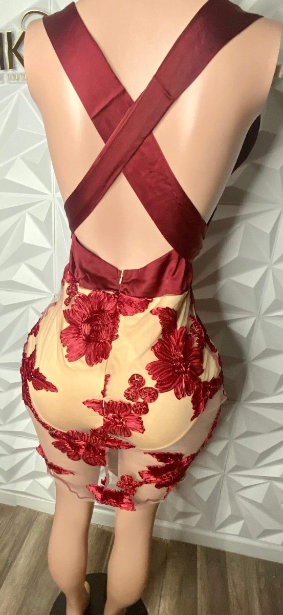 Fall for You Burgundy Nude Dress (Medium) - Ikonik Idoll