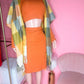 Fringe Frenzy Multicolor Plaid Kimono (Small to 3X) Orange and Burgundy - Ikonik Idoll