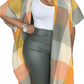 Fringe Frenzy Multicolor Plaid Kimono (Small to 3X) Orange and Burgundy - Ikonik Idoll