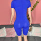 Mannequin wearing a blue cotton bodysuit back view 