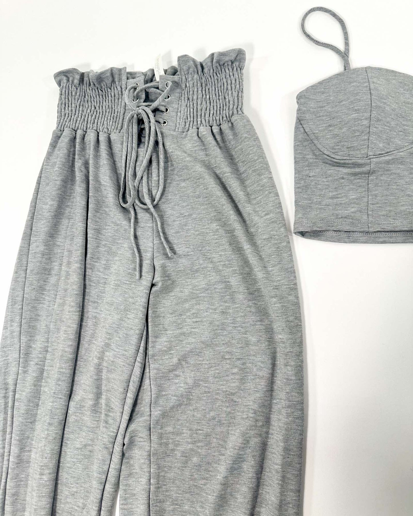 Keep It Cute Corset Set - Gray, Beige Tan Colors