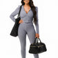 Busy & Paid Girl 2 pc pant textured set, Gray and Beige