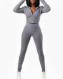 Busy & Paid Girl 2 pc pant textured set, Gray and Beige