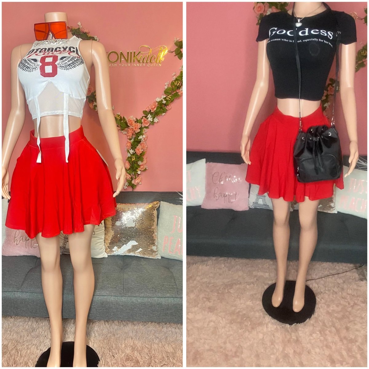 Hot Girl Summer tennis skirt with pockets - Red, Blue, Green (Small to X - large) - Ikonik Idoll