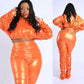 Hot Mama Latex Orange Pant 2 pc Set - Ikonik Idoll