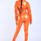 Hot Mama Latex Orange Pant 2 pc Set - Ikonik Idoll
