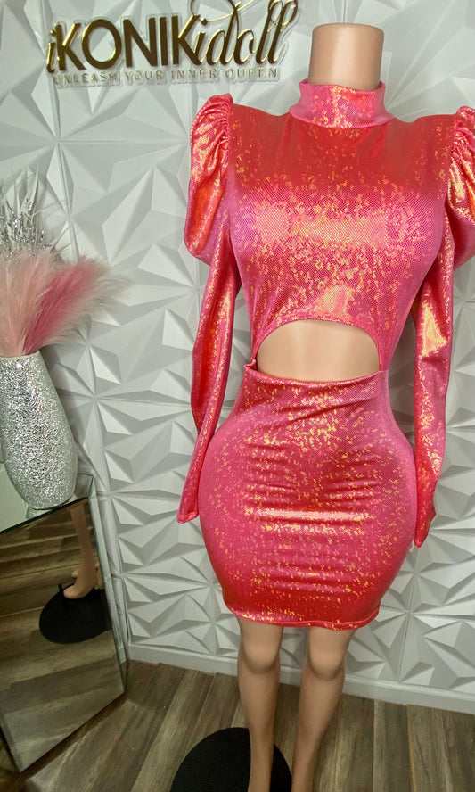 Pink Blossom Metallic Shimmer Dress LARGE