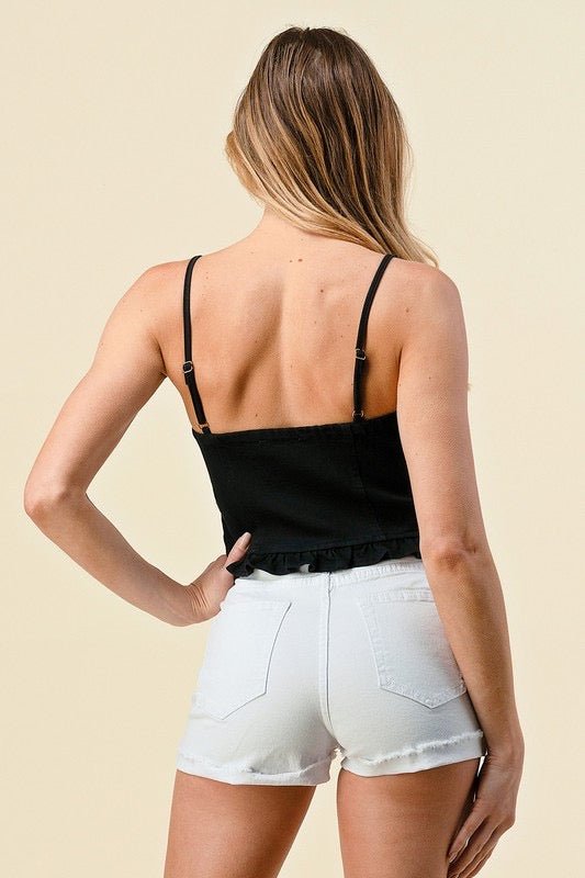It Girl Black Denim Crop Top - Ikonik Idoll