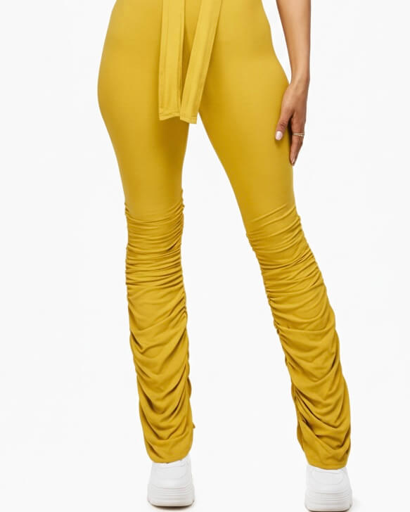 It’s Giving 2 pc ruched tie up pant set - Blue, Yellow