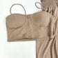 Keep It Cute Corset Set - Gray, Beige Tan Colors