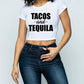 Lit Daze Tacos Tequila Graphic Crop T-Shirt - Ikonik Idoll