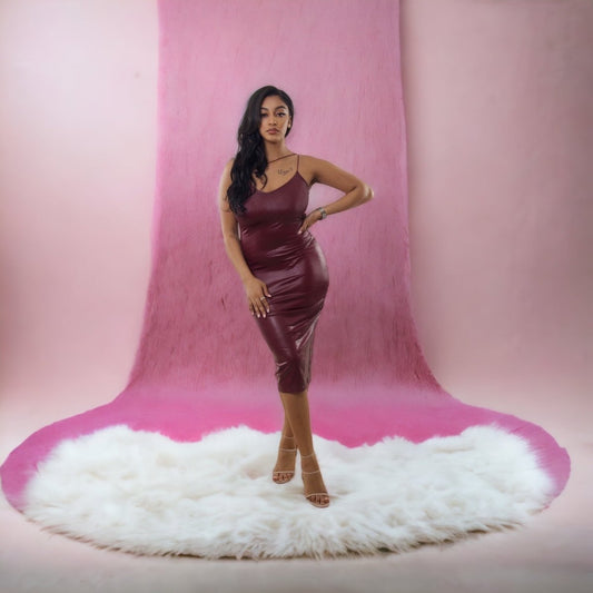 Melanin Goddess Burgundy Leather Dress - Ikonik Idoll