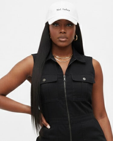 Not Today Embroidered Baseball Hat – White