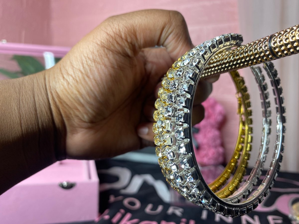 Oversized studded rhinestone hoop gold and silver earrings - Ikonik Idoll