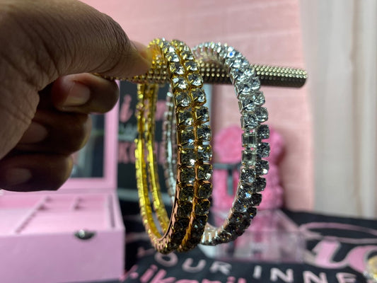 Oversized studded rhinestone hoop gold and silver earrings - Ikonik Idoll