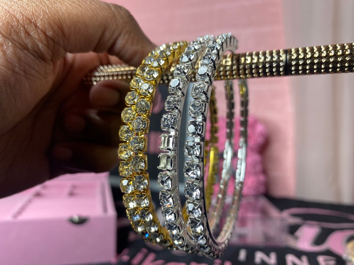 Oversized studded rhinestone hoop gold and silver earrings - Ikonik Idoll