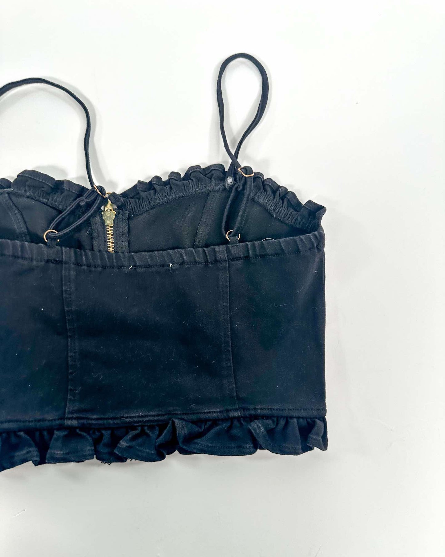It Girl Black Denim Crop Top