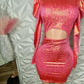 Pink Blossom Metallic Shimmer Dress LARGE - Ikonik Idoll