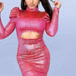 Pink Blossom Metallic Shimmer Dress LARGE - Ikonik Idoll