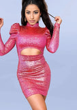 Pink Blossom Metallic Shimmer Dress LARGE - Ikonik Idoll
