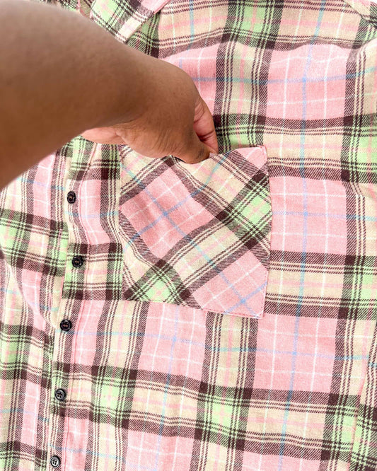 Pretty In Pink Plaid Button Down Shirt