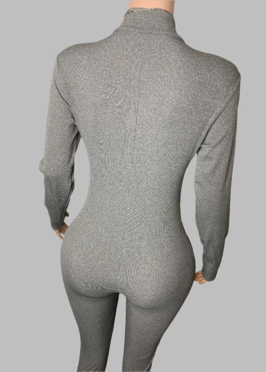Playful Heart Ribbed Jumpsuit Gray - Ikonik Idoll
