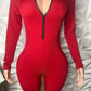 Playful Heart Ribbed Jumpsuit Red - Ikonik Idoll