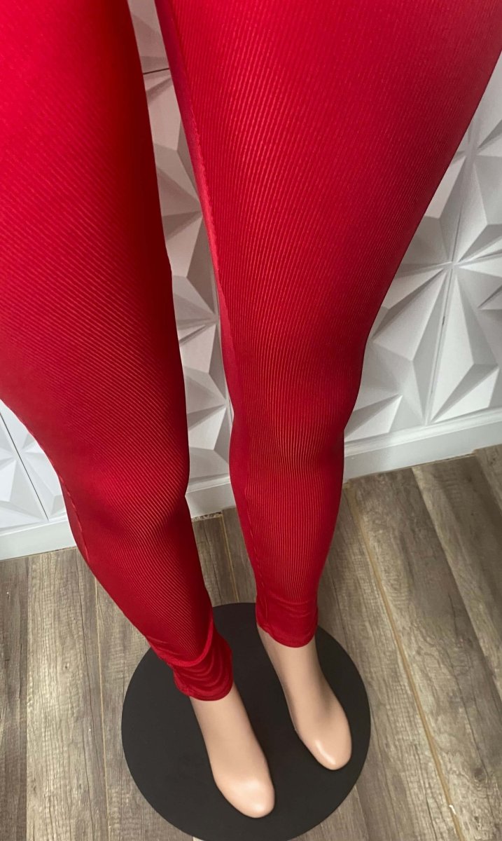 Playful Heart Ribbed Jumpsuit Red - Ikonik Idoll