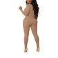 Playful Heart Ribbed Jumpsuit Tan - Ikonik Idoll