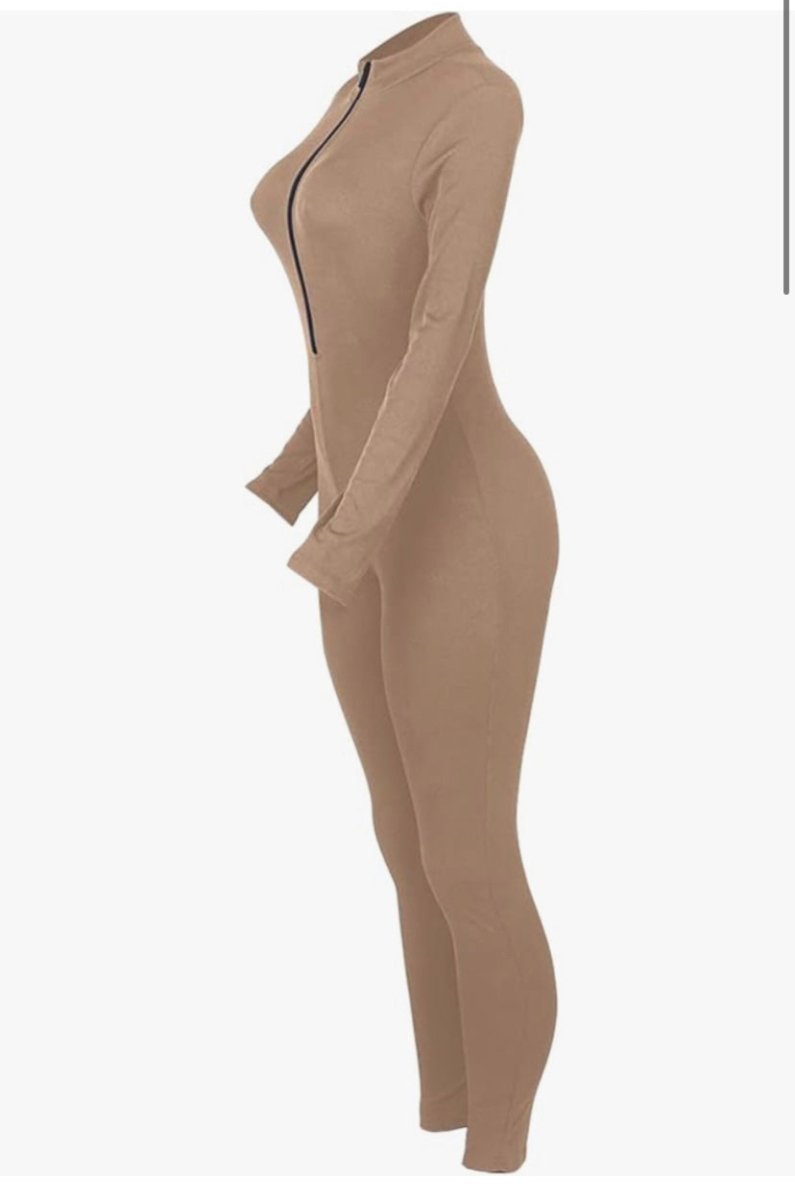 Playful Heart Ribbed Jumpsuit Tan - Ikonik Idoll