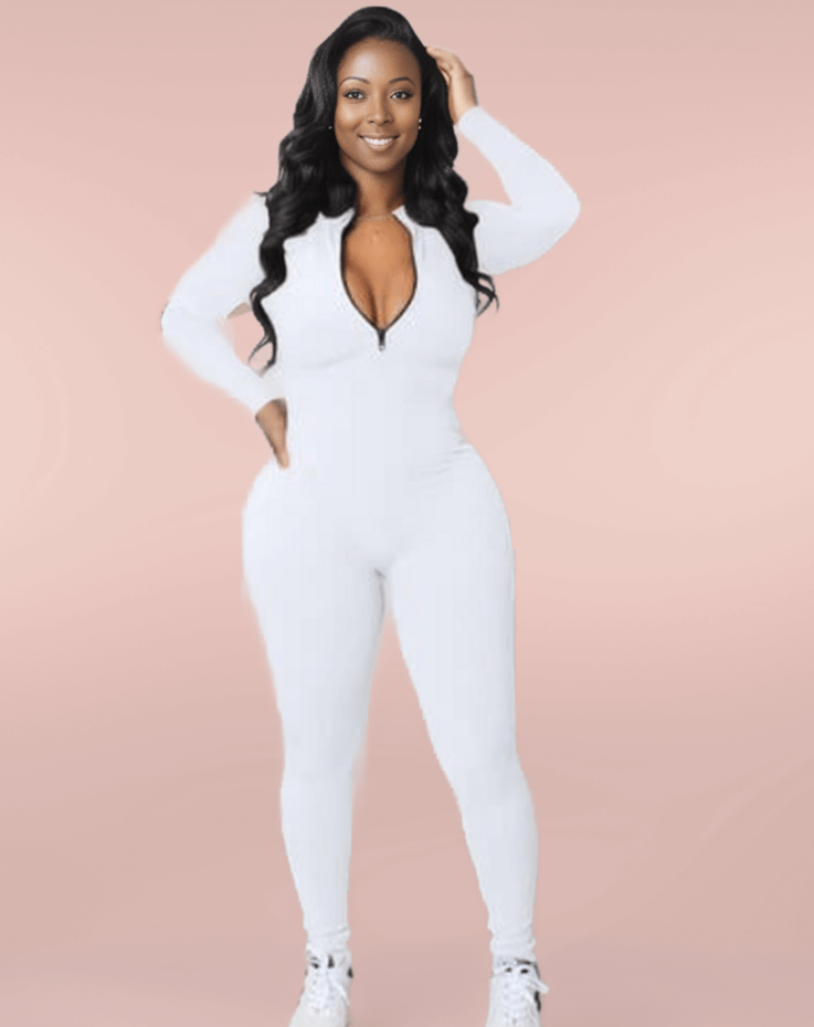 Playful Heart Ribbed Jumpsuit White - Ikonik Idoll
