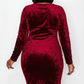 Burgundy Velvet Midi Dress Plus