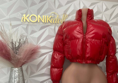 Ruby Red Puffer Coat SMALL - Ikonik Idoll