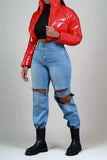 Ruby Red Puffer Coat SMALL - Ikonik Idoll