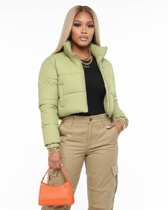 Jade Olive Puffer Coat