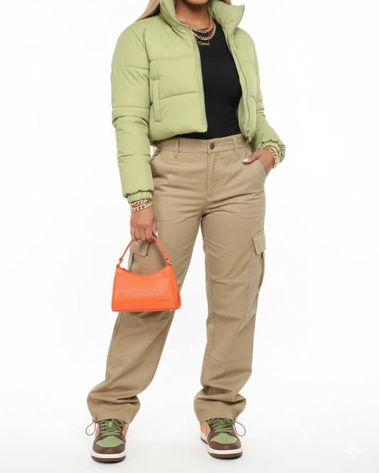 Jade Olive Puffer Coat