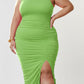 Scrumptious Mama Ruched Dress - Pink and Green colors plus size (X-Large to 3X)
