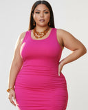 Scrumptious Mama Ruched Dress - Pink and Green colors plus size (X-Large to 3X)