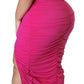Scrumptious Mama Ruched Dress - Pink and Green colors plus size (X - Large to 3X) - Ikonik Idoll