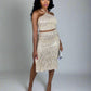 Showstopper Tan Gold Tinsel Skirt Set - Medium - Ikonik Idoll