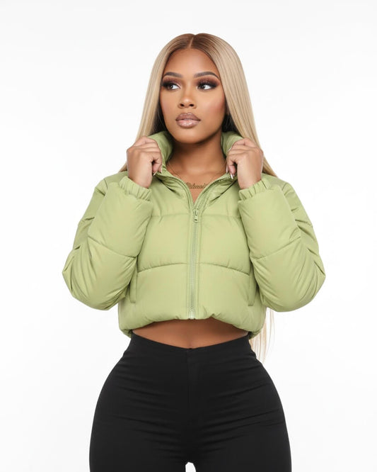 Jade Olive Puffer Coat