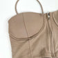 Keep It Cute Corset Set - Gray, Beige Tan Colors