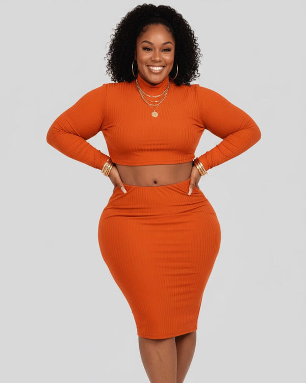 Thick Mama Skirt Set | Ribbed Matching Set 1XL–3XL