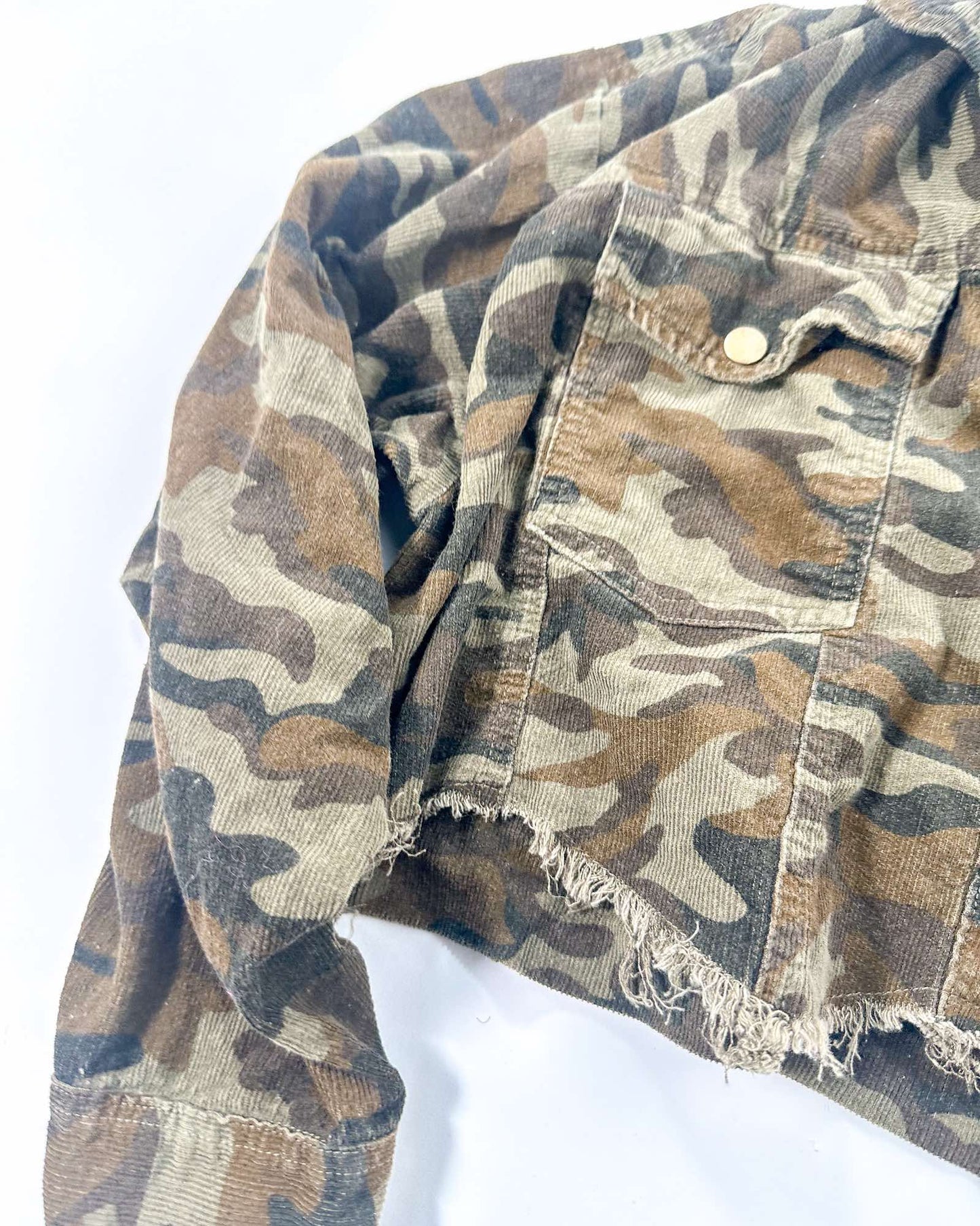 Army Fatigue Camouflage Cropped Jacket