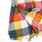 Fringe Frenzy Multicolor Plaid Kimono (Small to 3X) Orange and Burgundy