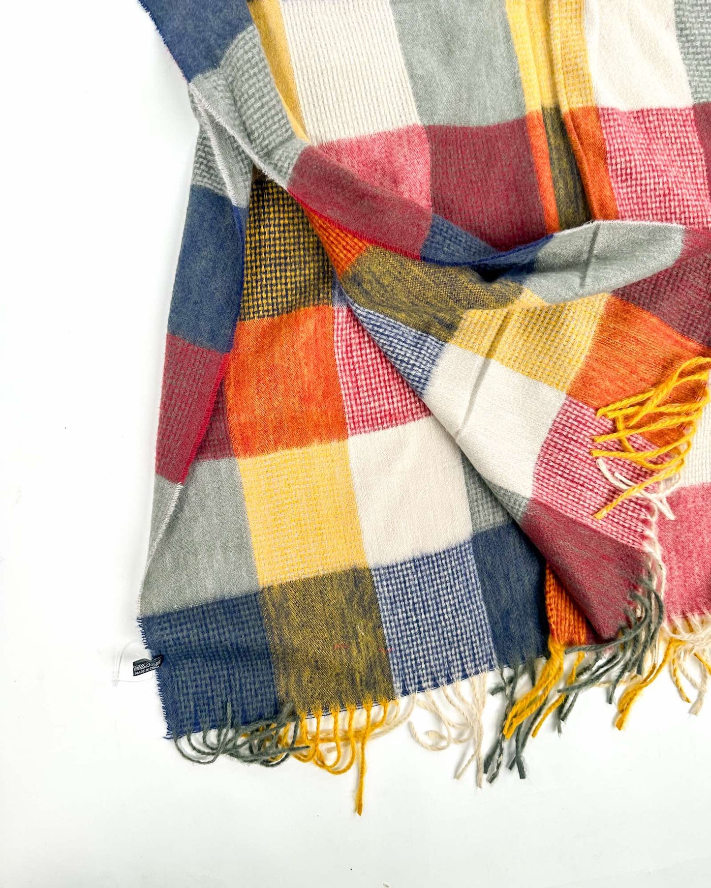 Fringe Frenzy Multicolor Plaid Kimono (Small to 3X) Orange and Burgundy