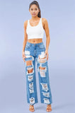 Wild Child High Waist Ripped Denim Jeans - Ikonik Idoll