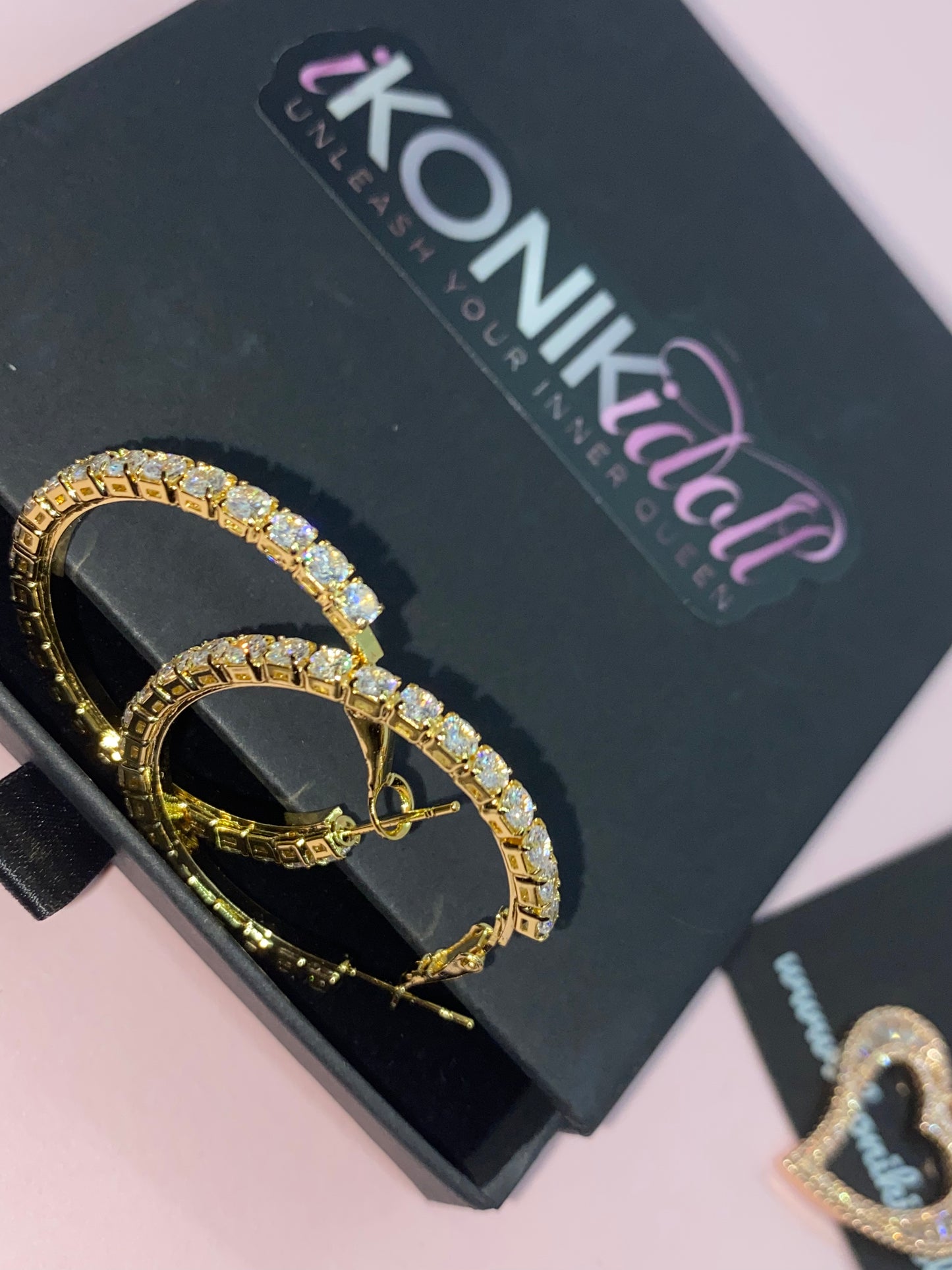 Princess Crystal gold hoop earrings