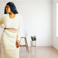 Cuffin Season 2 Pc Sweater Skirt Set - Ivory - Ikonik Idoll