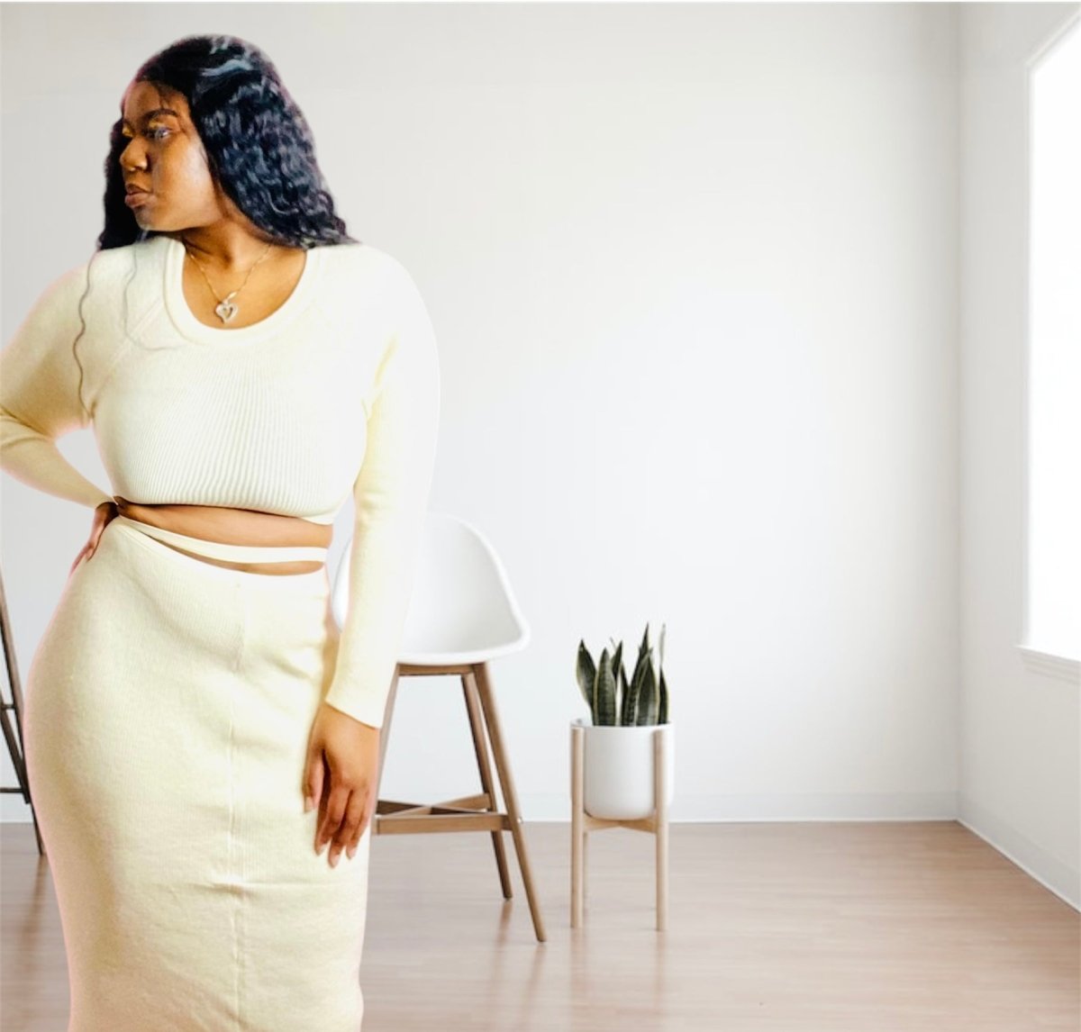 Cuffin Season 2 Pc Sweater Skirt Set - Ivory - Ikonik Idoll